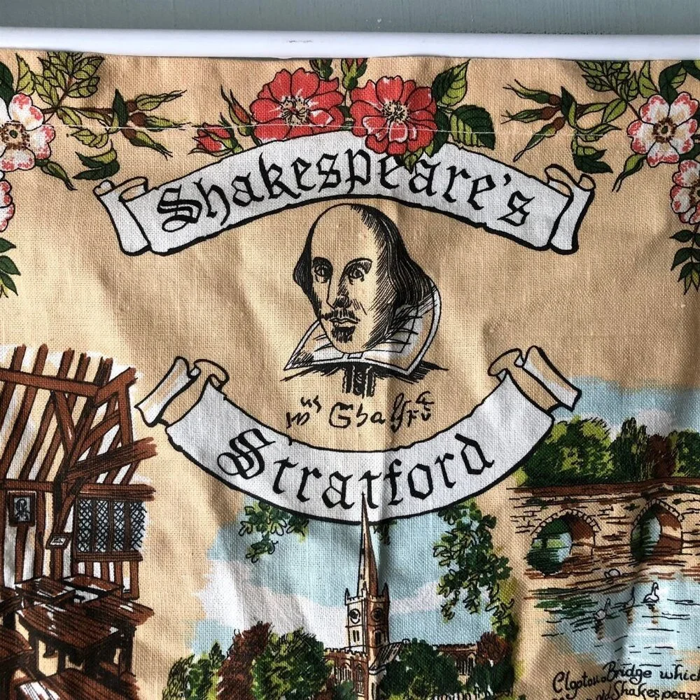 Shakespeare's Stratford Tea Towel British Souvenir Sally Jayne textiles